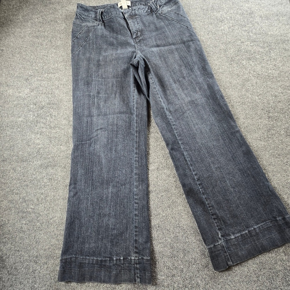Venice Jeans Wide Leg Pants Womens 10 Black Excellent Faded Denim Trousers (B10)